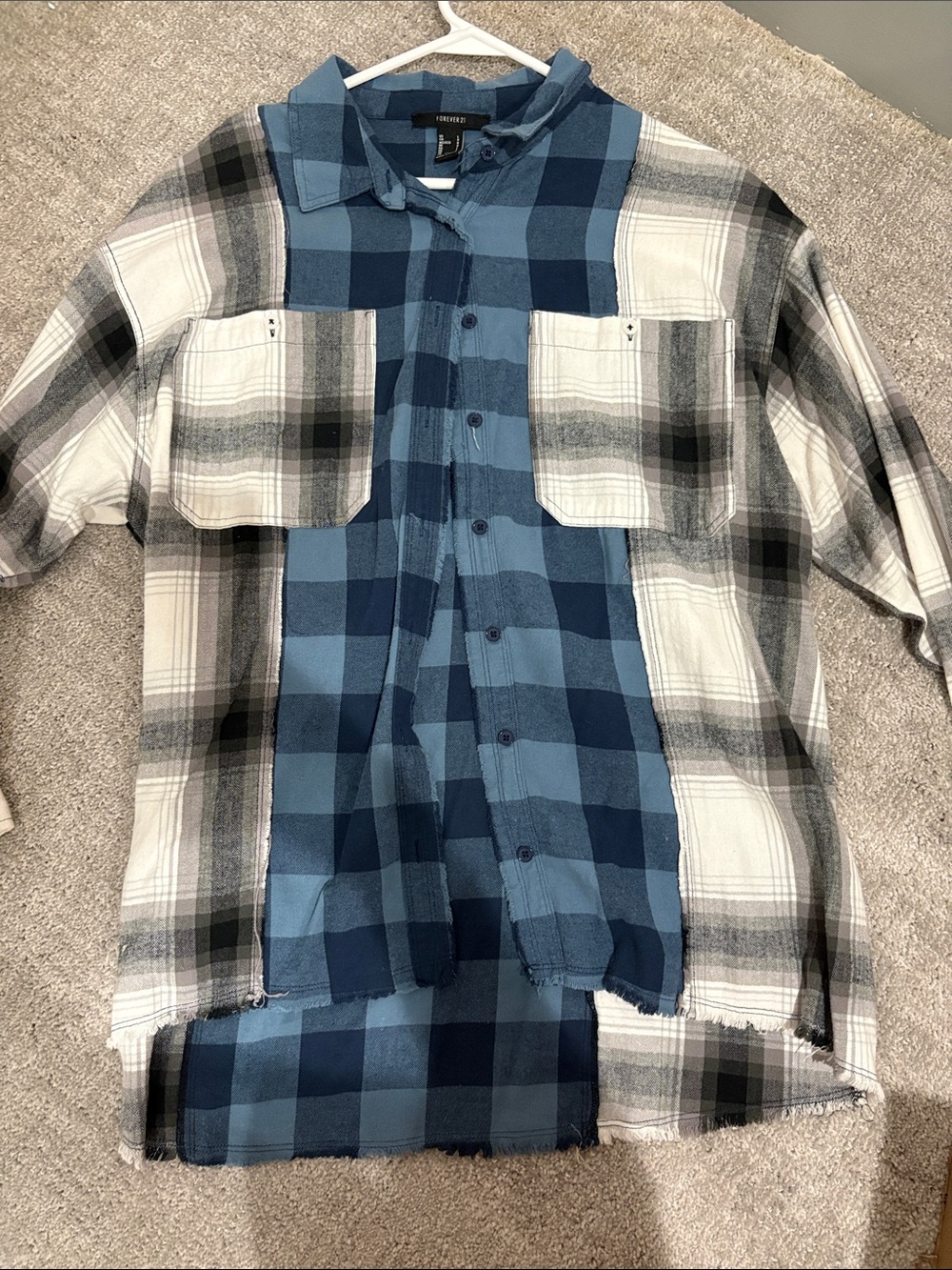 Forever 21 Blue Plaid Layered Button-Down Shirt